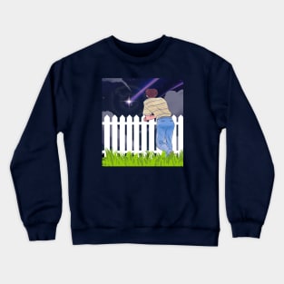 Boy looking at those falling stars Crewneck Sweatshirt